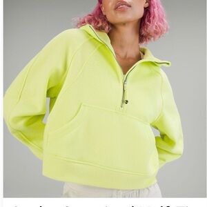 Lululemon neon yellow Scuba half zip
